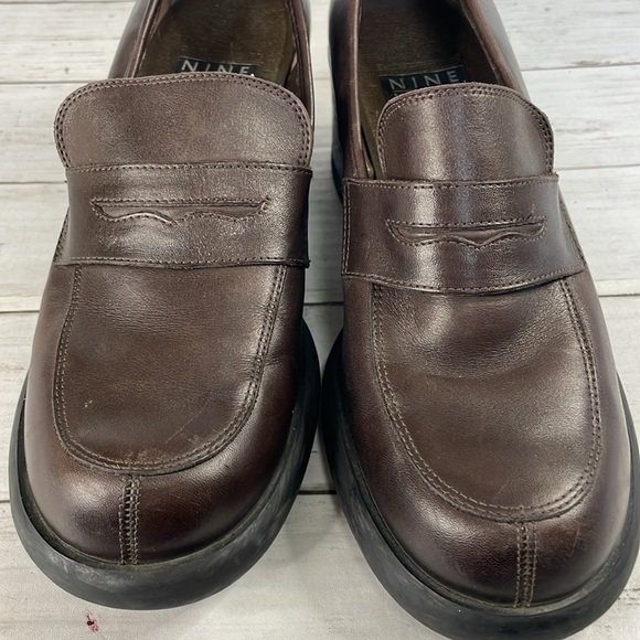 Vintage Y2K Chunky Brown Leather Nine West Cloud Nine Penny Loafers - Picture 12 of 12
